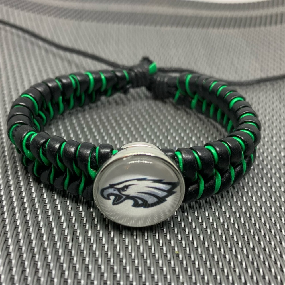 Philadelphia Eagles Snap Button Braided Adjustable Bracelet